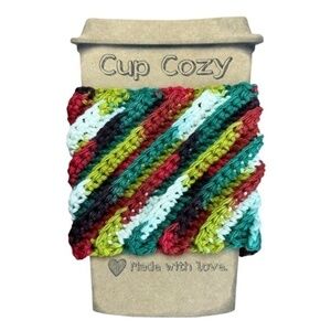Handcrafted Crochet Coffee Cup Cozy Sleeve Cotton Yarn Art Handmade Knit